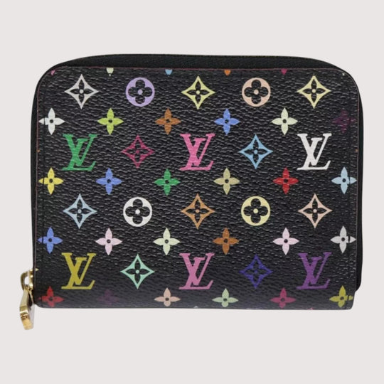 Louis Vuitton Monogram Zippy Coin Purse Multicolor Black Women's Canvas Wallet