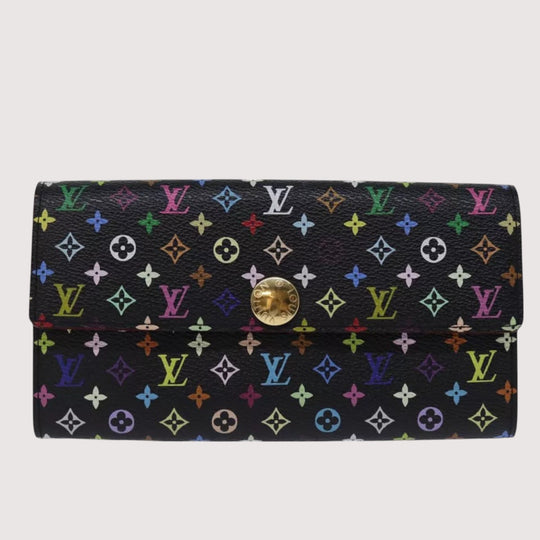 Louis Vuitton Multicolor Monogram Sarah Long Wallet Black Womens