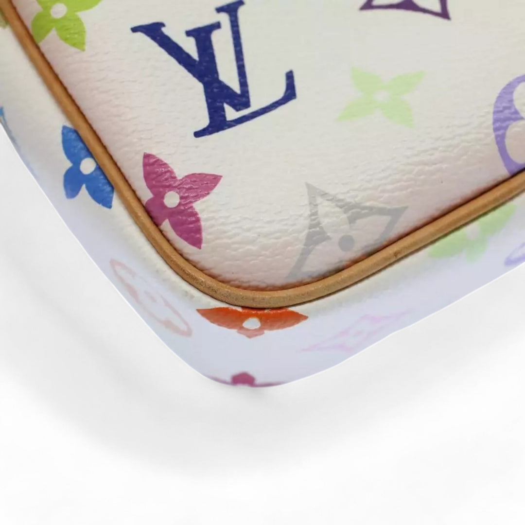 Louis Vuitton Monogram Canvas Shoulder Bag White Multicolor Women's Handbag
