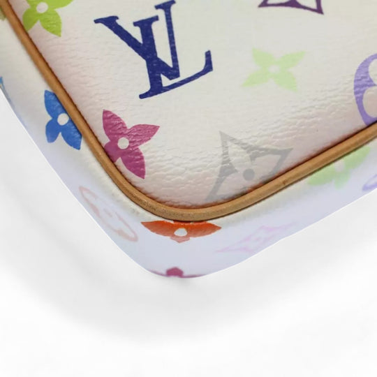 Louis Vuitton Monogram Canvas Shoulder Bag White Multicolor Women's Handbag
