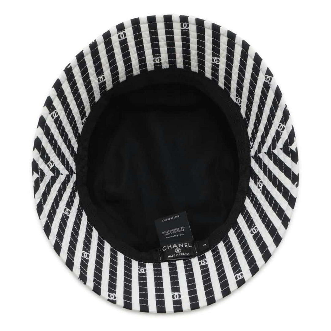 Chanel Coco Beach Polyamide White Black Hat Preloved