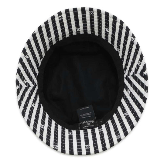 Chanel Coco Beach Polyamide White Black Hat Preloved