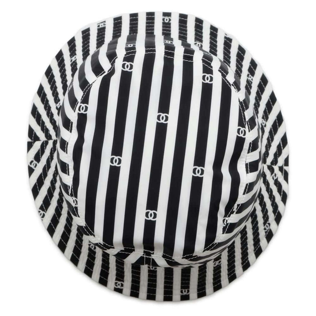 Chanel Coco Beach Polyamide White Black Hat Preloved