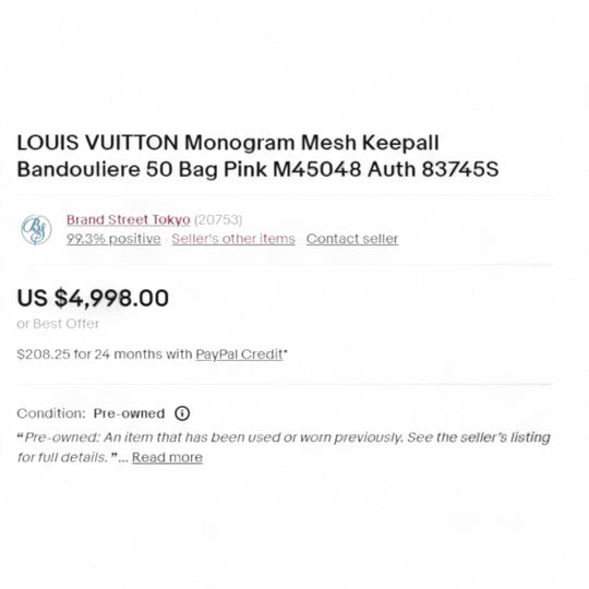 Louis Vuitton Monogram Mesh Keepall Bandouliere 50 Bag Pink M45048 Boston Style for Women