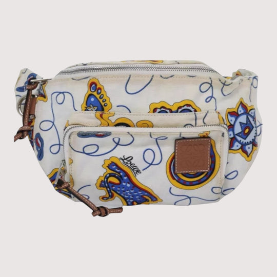 Loewe Anagram Body Bag Canvas Leather White Yellow Unisex