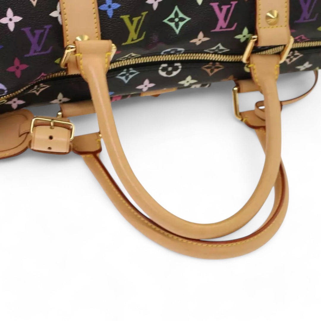Louis Vuitton Monogram Multicolor Keepall 45 Boston Bag Black Women's Handbag with Dust Bag and Keys