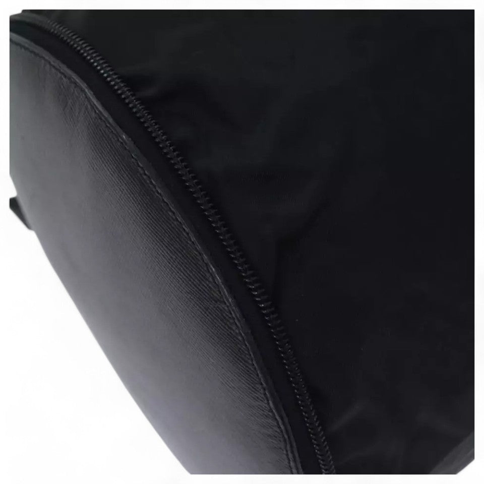 PRADA Leather Mini Boston Bag Saffiano Black Silver
