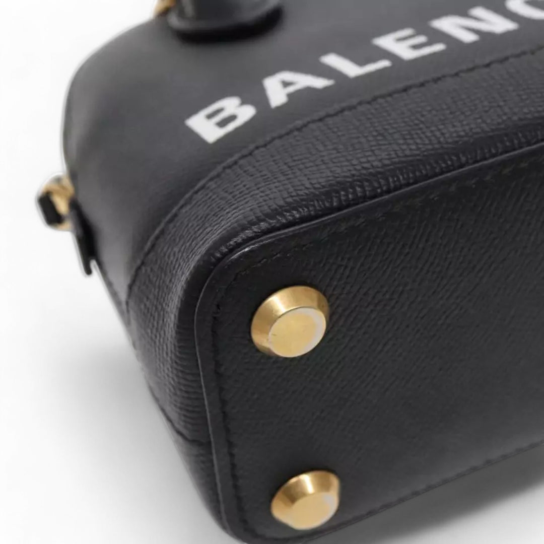 Balenciaga Ville Small Handbag Leather 2way Black Gold Women's Bag with Strap
