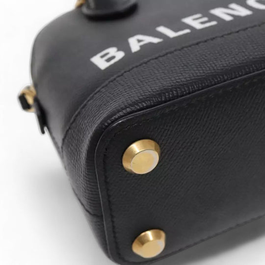 Balenciaga Ville Small Handbag Leather 2way Black Gold Women's Bag with Strap