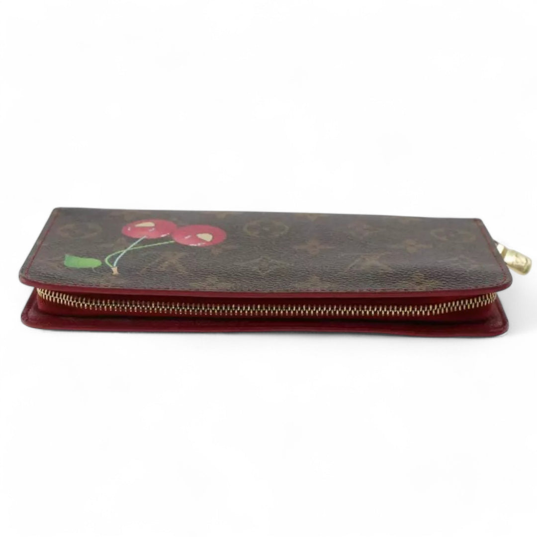 Louis Vuitton Monogram Cherry Porte Monnaie Zip Long Wallet Women's Brown