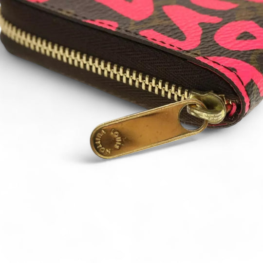Louis Vuitton Monogram Graffiti Zippy Coin Purse Fuchsia Women's Wallet Brown Pink
