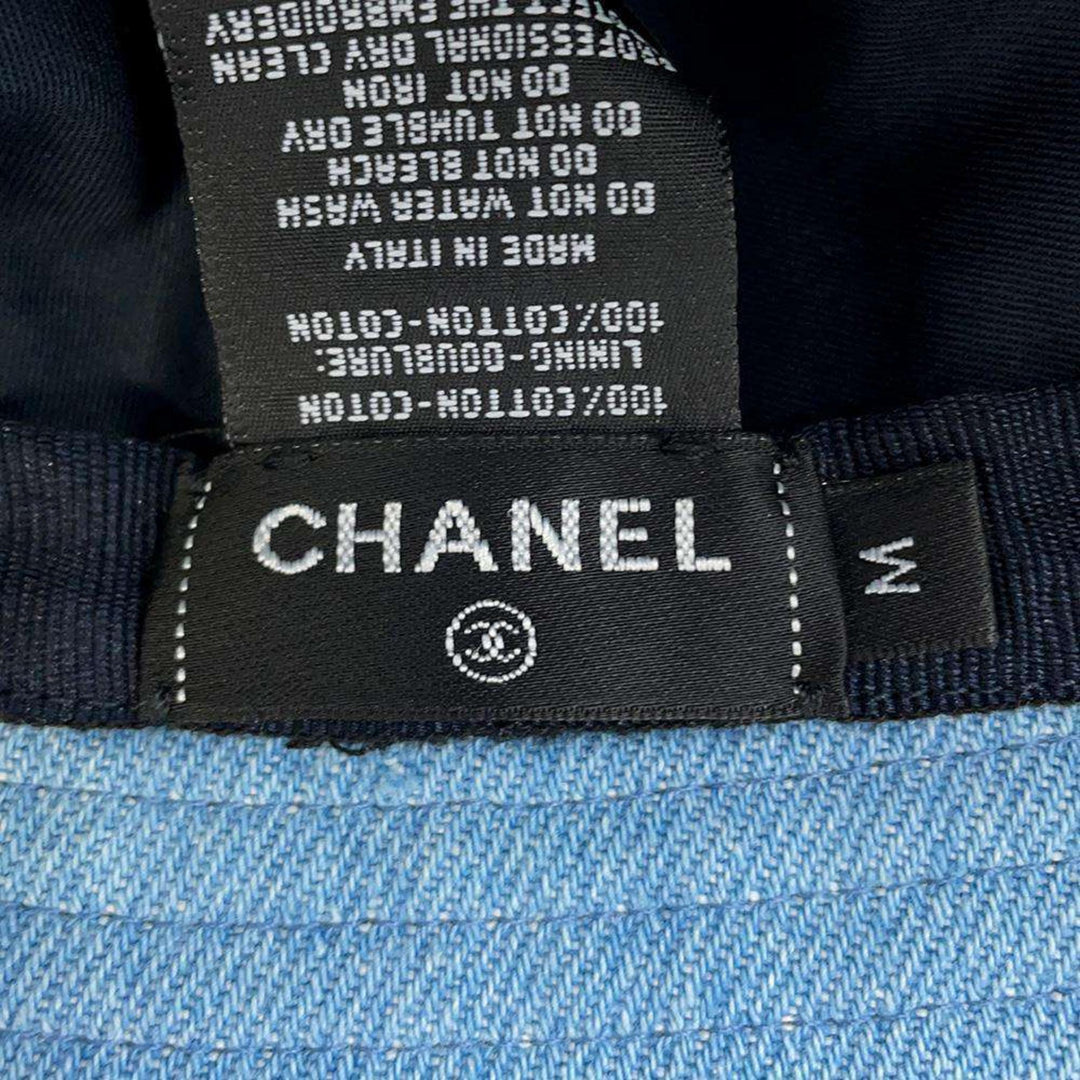 CHANEL Denim Cotton Light Blue Hat Preloved