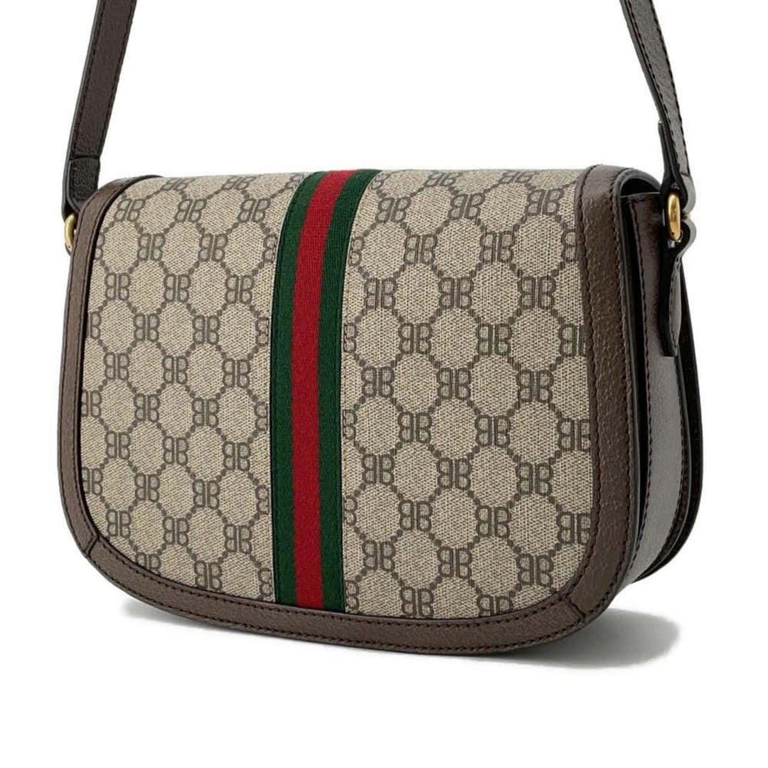 BALENCIAGA GUCCI Collaboration PVC Leather Beige Brown Shoulder Bag Preloved