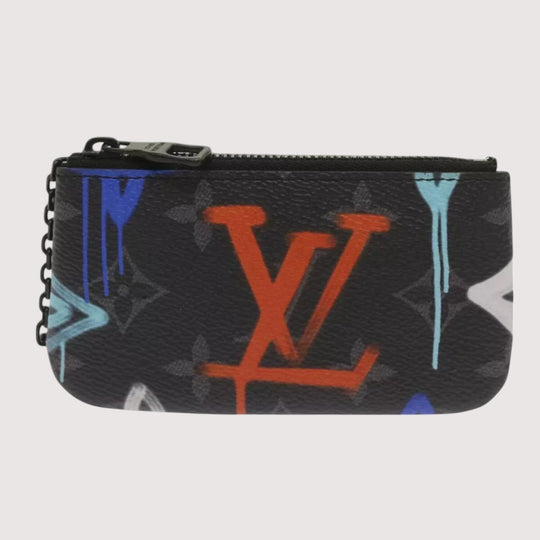 Louis Vuitton Monogram Eclipse Multicolor Coin Purse Unisex Black Blue Red