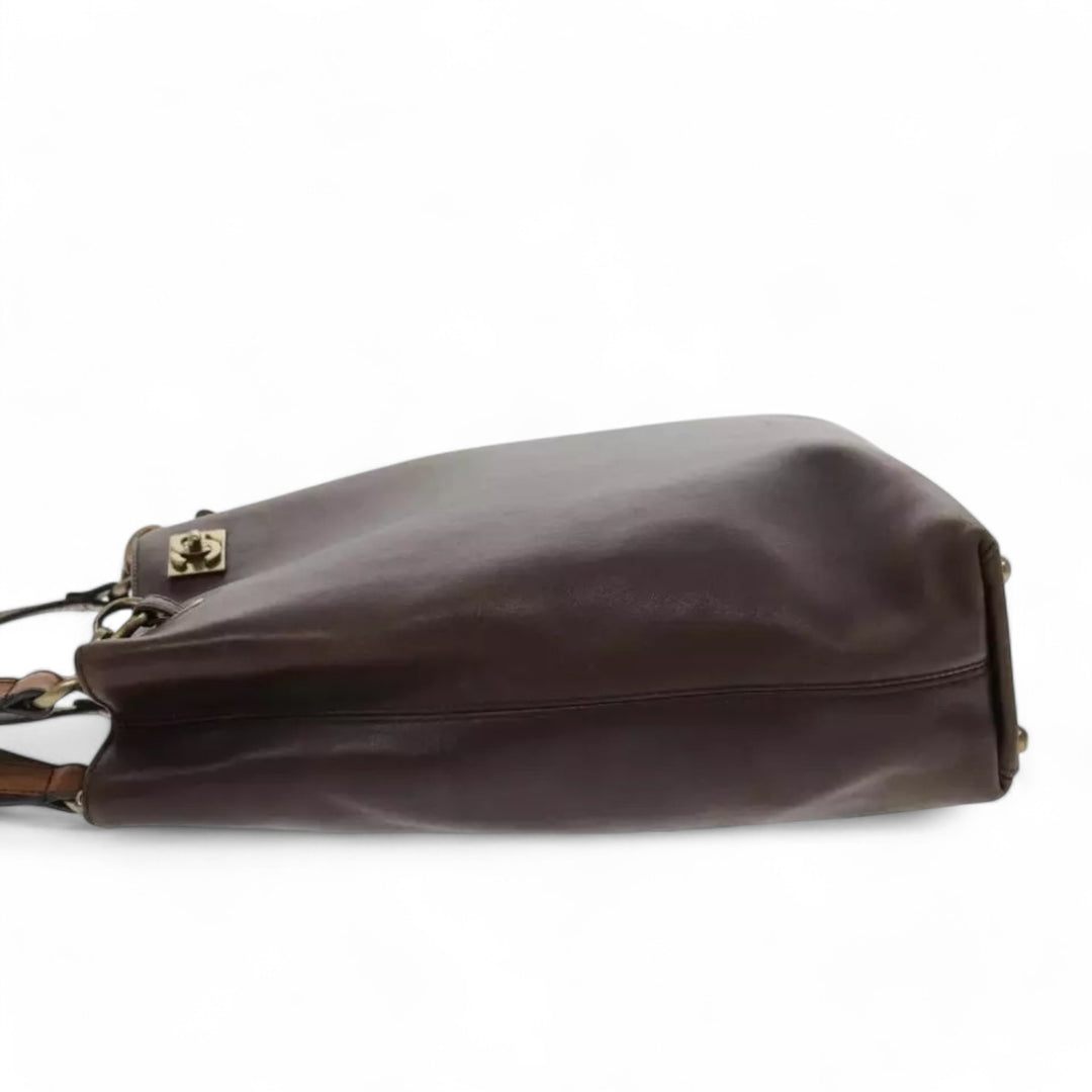 CHANEL Chain Tote Bag Leather Brown CC Women's Vintage Shoulder Bag