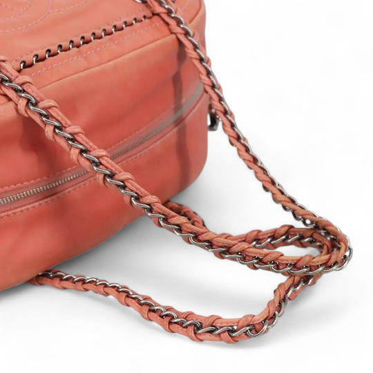 Chanel Coco Mark Chain Handbag Leather Pink Silver Women's Bag