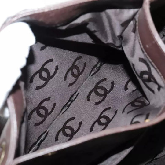 CHANEL Chain Tote Bag Leather Brown CC Women's Vintage Shoulder Bag