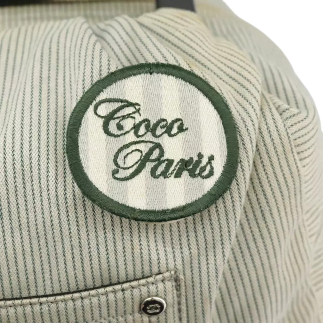 Chanel Handbag Canvas Green Silver CC Logo Bag