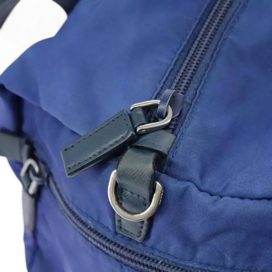 Prada Handbag Nylon 2way Blue Silver Women's Bag with Shoulder Strap