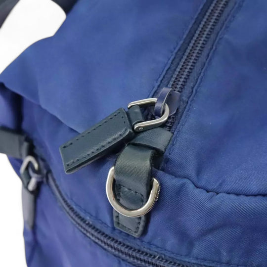 Prada Handbag Nylon 2way Blue Silver Women's Bag with Shoulder Strap