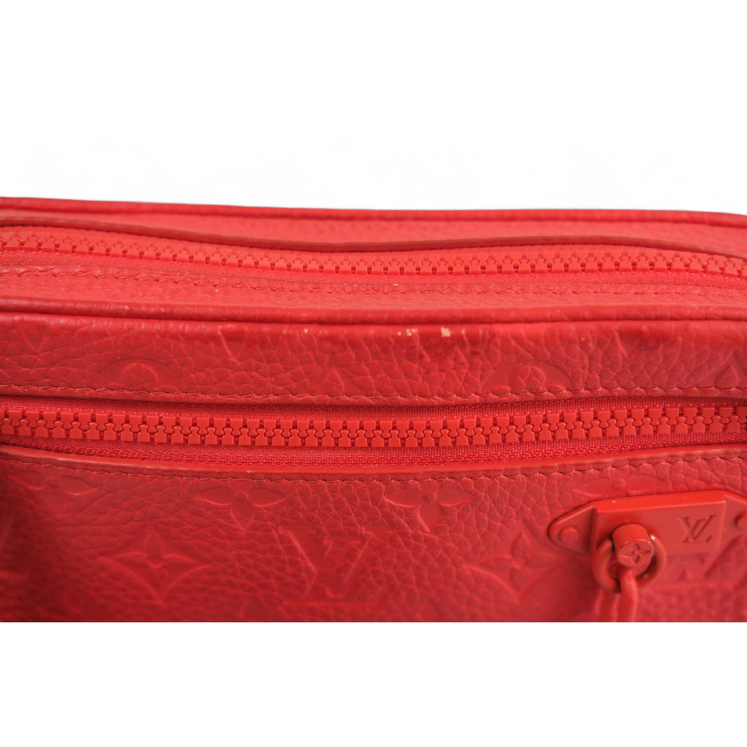 Louis Vuitton Solar Ray Pochette Volga Red Monogram Leather Clutch Bag Unisex Handbag Chain Strap