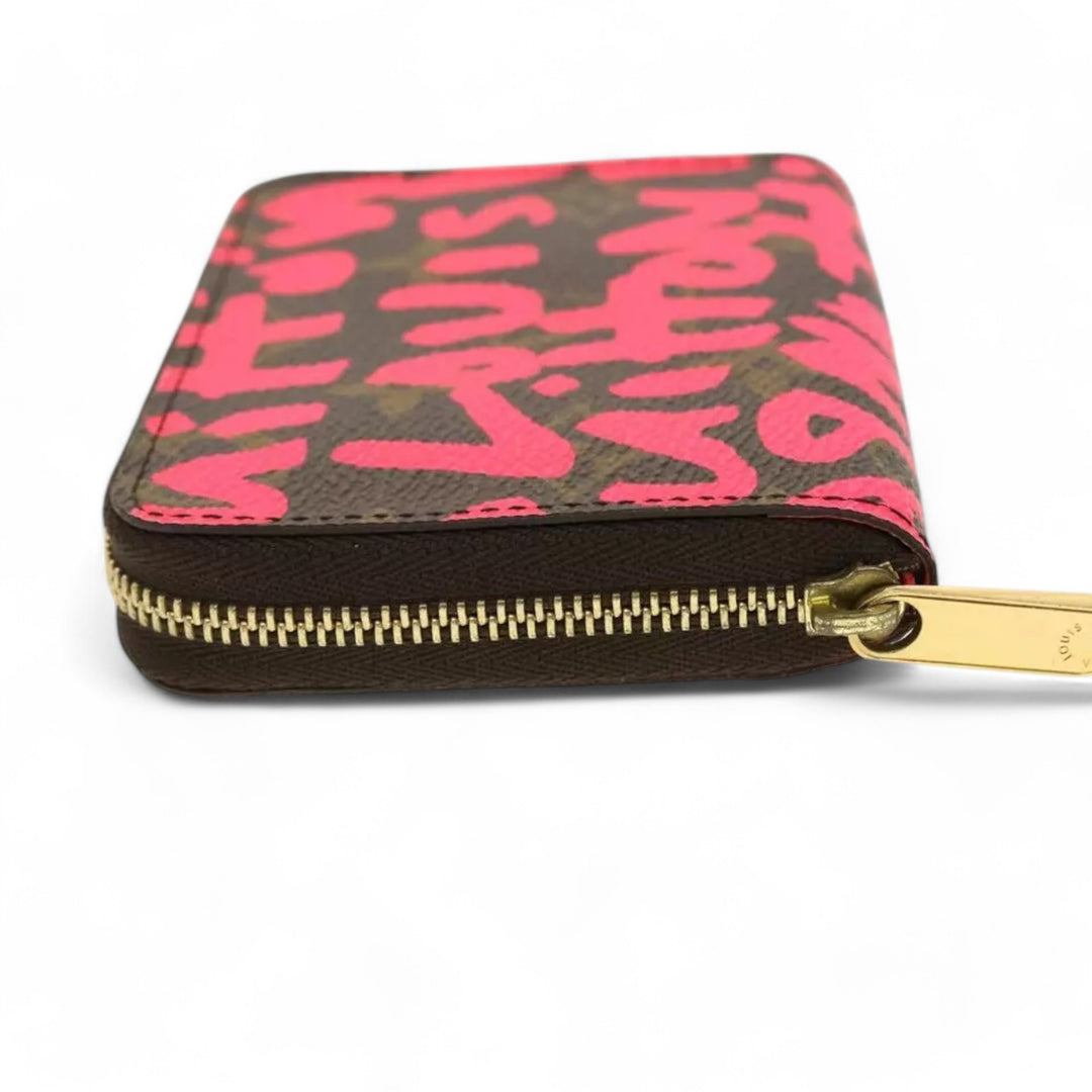 Louis Vuitton Monogram Graffiti Zippy Coin Purse Fuchsia Women's Wallet Brown Pink