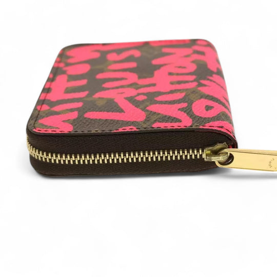 Louis Vuitton Monogram Graffiti Zippy Coin Purse Fuchsia Women's Wallet Brown Pink