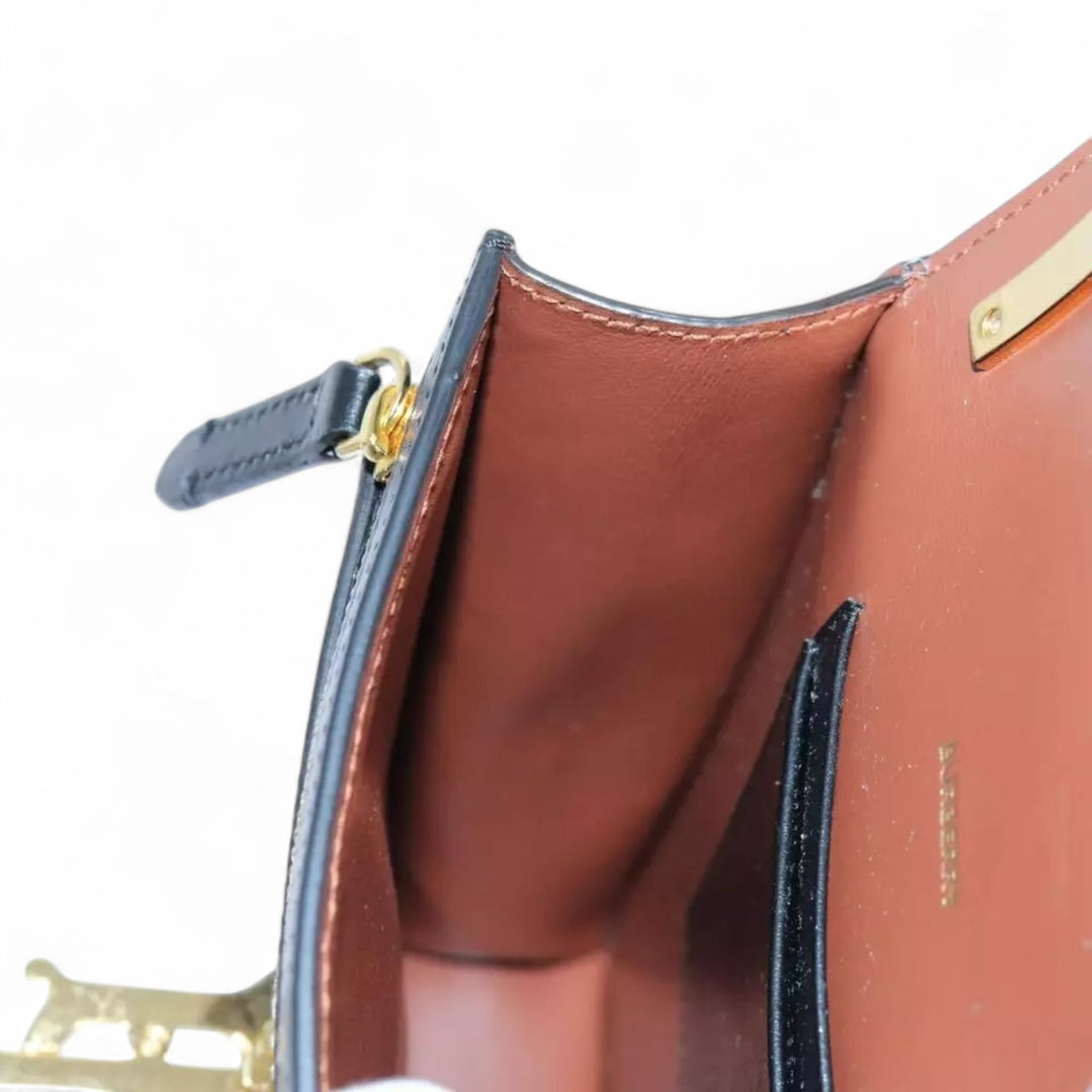 Burberry Shoulder Bag PVC Leather Brown Monogram Stripe Women Crossbody Handbag with Strap