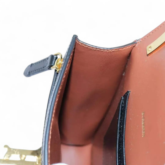 Burberry Shoulder Bag PVC Leather Brown Monogram Stripe Women Crossbody Handbag with Strap
