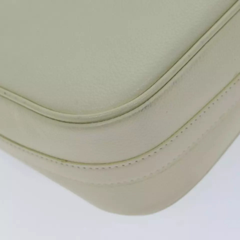Saint Laurent Shoulder Bag Leather Beige Black Gold Hardware Women's Crossbody Vintage YSL