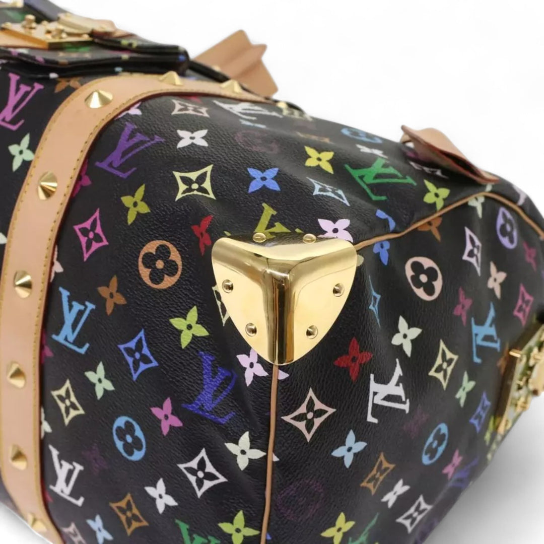 Louis Vuitton Monogram Multicolor Keepall 45 Boston Bag Black Women's Handbag with Dust Bag and Keys