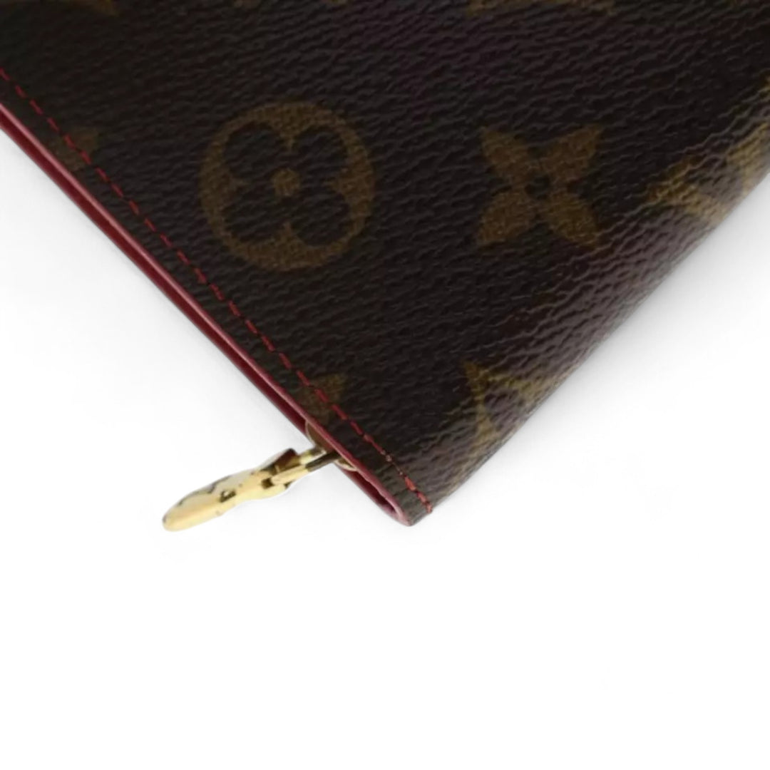 Louis Vuitton Monogram Cherry Porte Monnaie Zip Long Wallet Women's Brown