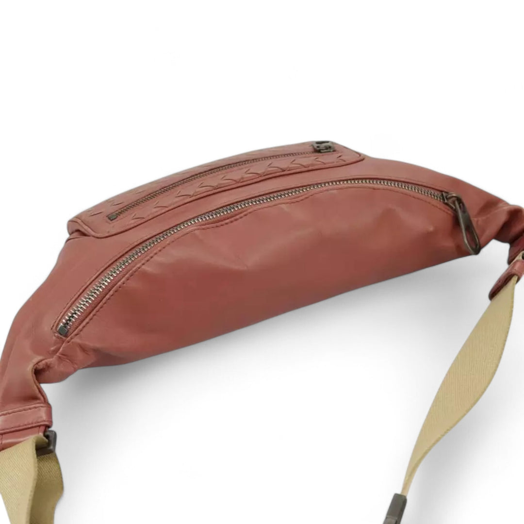 Bottega Veneta Waist Bag Leather Pink Shoulder Strap