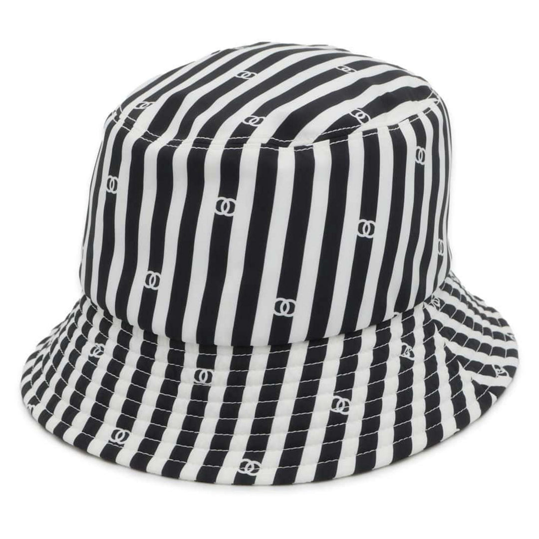 Chanel Coco Beach Polyamide White Black Hat Preloved