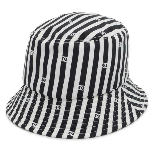 Chanel Coco Beach Polyamide White Black Hat Preloved