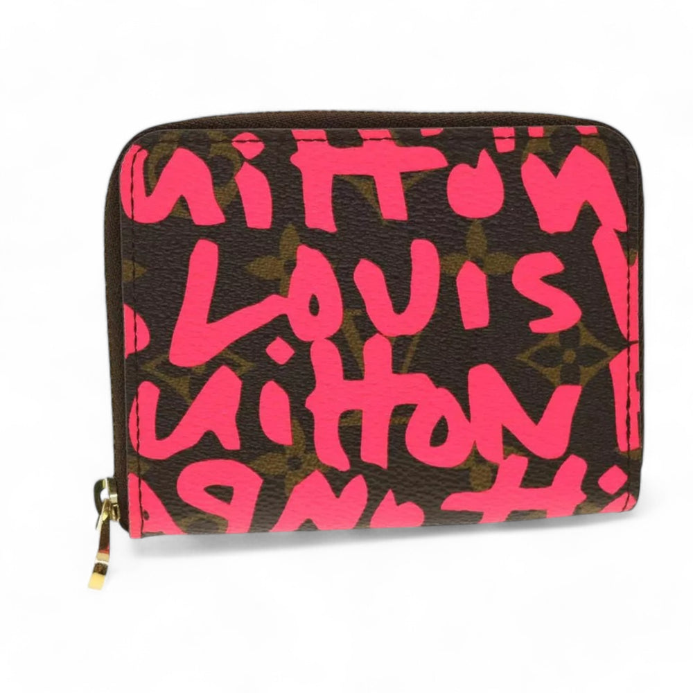 Louis Vuitton Monogram Graffiti Zippy Coin Purse Fuchsia Women's Wallet Brown Pink