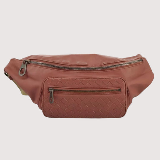 Bottega Veneta Waist Bag Leather Pink Shoulder Strap