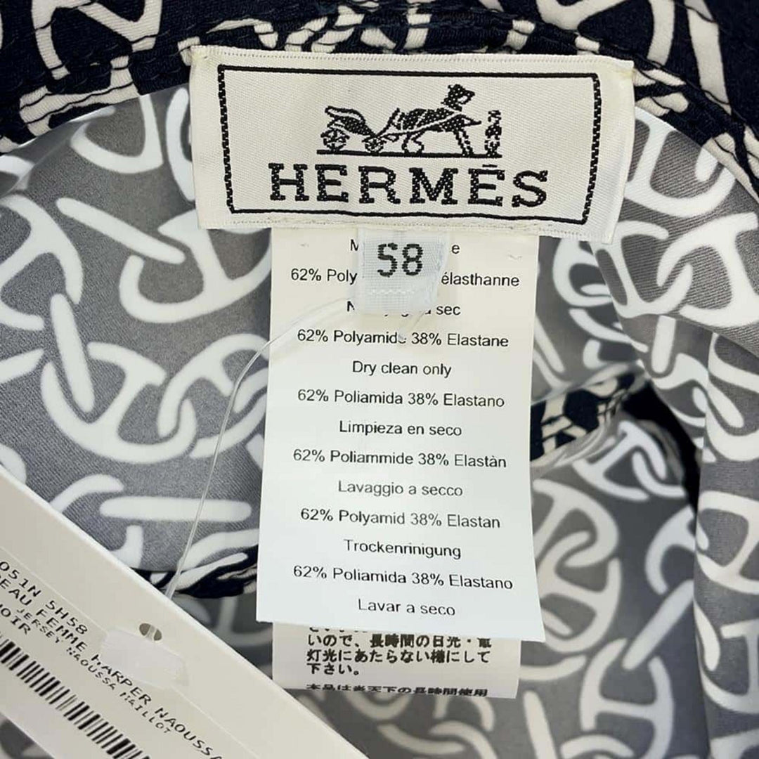 HERMES Hat Harper Nylon Polyurethane Blue Noir Preloved