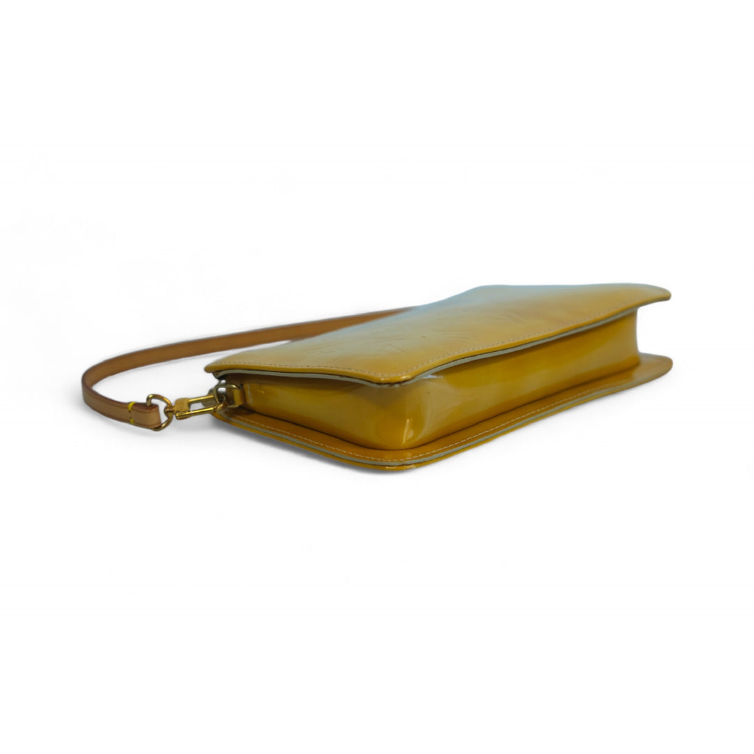 Louis Vuitton Vernis Sienna Zip Clutch Yellow Monogram Women's Handbag Purse Bag