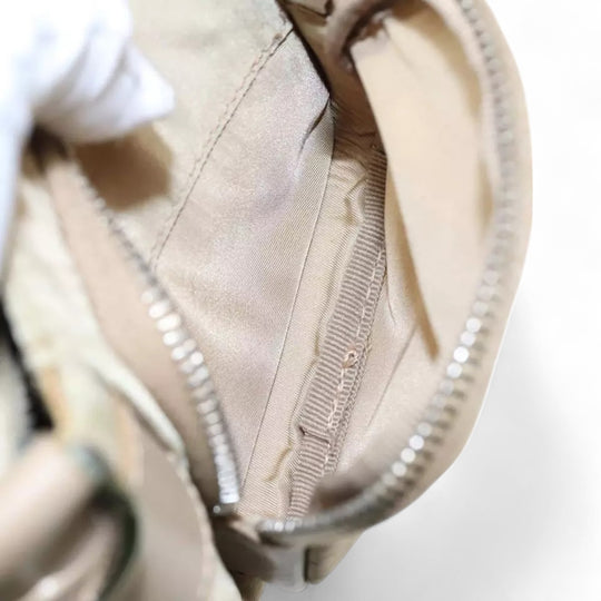Prada Shoulder Nylon Bag Beige Silver Women