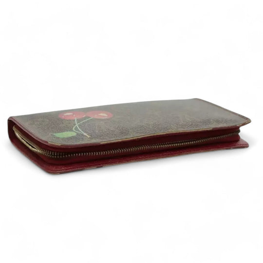 Louis Vuitton Vintage Monogram Cherry Zip Long Wallet Women Brown Red