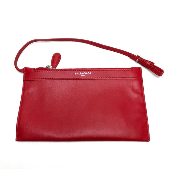 BALENCIAGA Shoulder Bag 339933 leather Red Navy kabas S Women Used Authentic