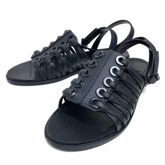 GIVENCHY Sandals leather black flat Women 37 Used Authentic