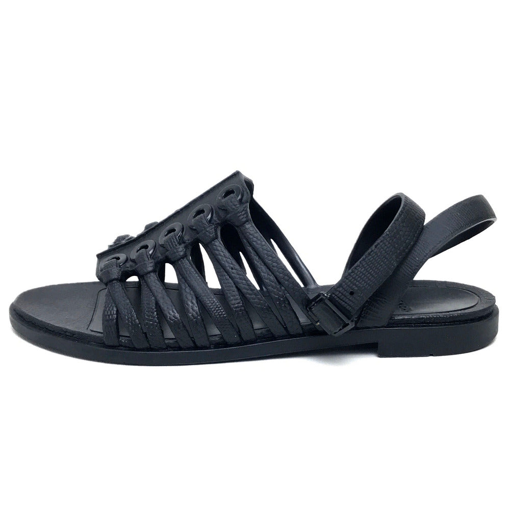 GIVENCHY Sandals leather black flat Women 37 Used Authentic