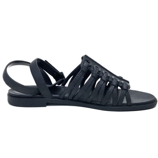 GIVENCHY Sandals leather black flat Women 37 Used Authentic