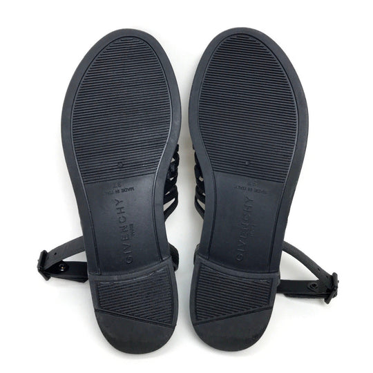 GIVENCHY Sandals leather black flat Women 37 Used Authentic