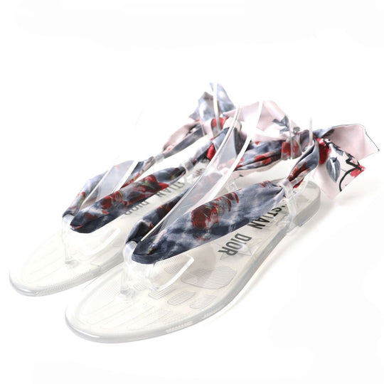 Christian Dior Sandals rubber clear <br>Ribbon: Multicolor 37