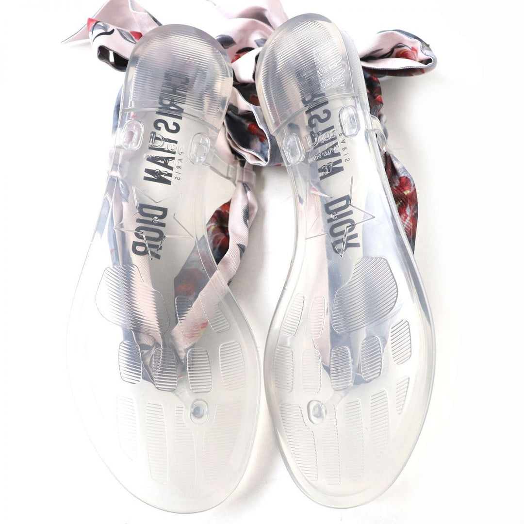 Christian Dior Sandals rubber clear <br>Ribbon: Multicolor 37