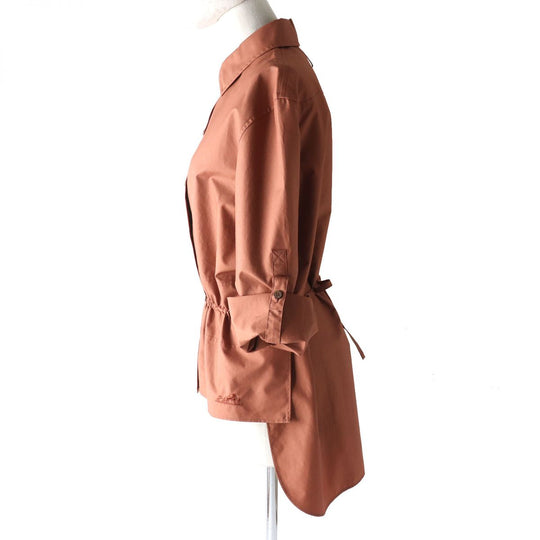 HERMES Long sleeve shirt cotton Brown 36