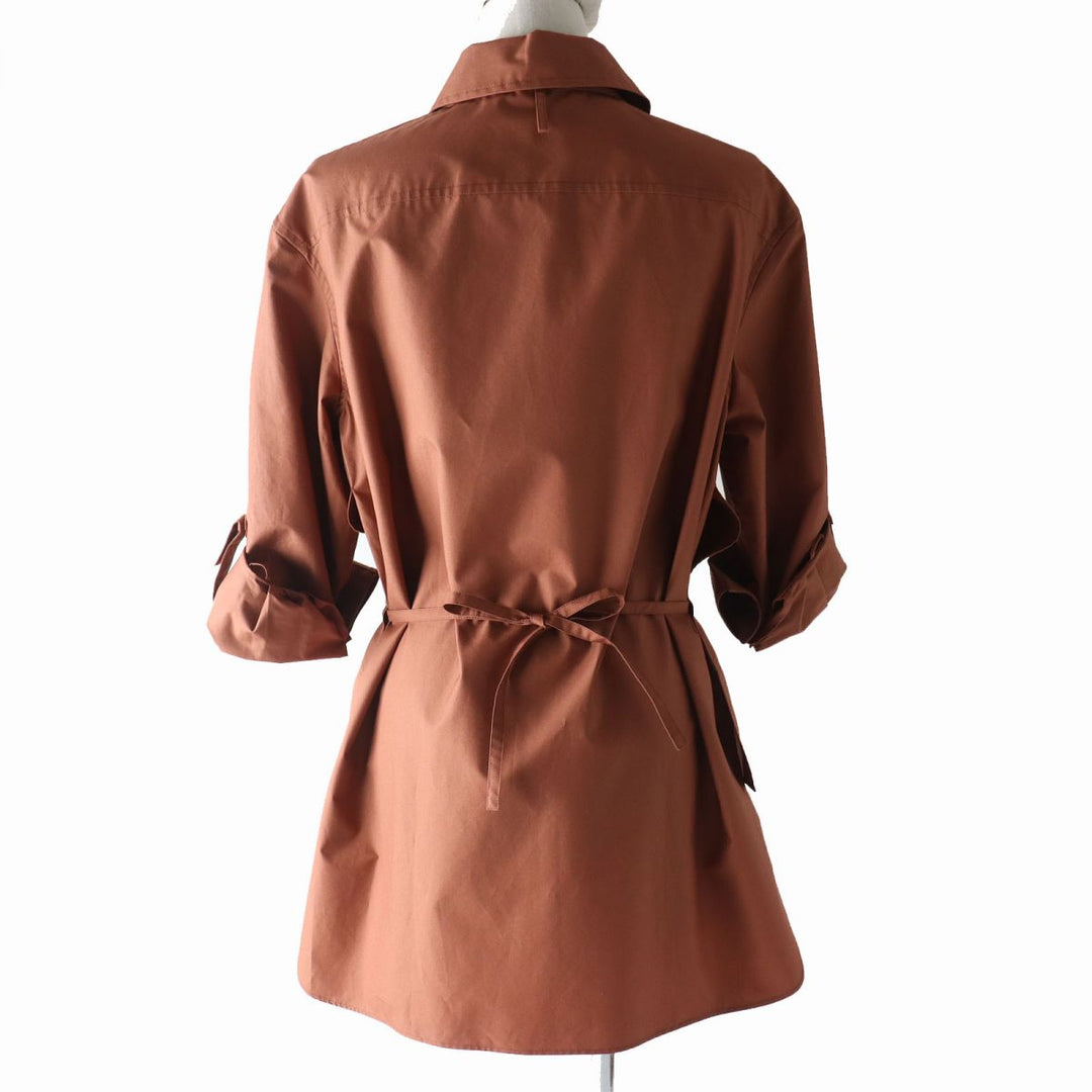 HERMES Long sleeve shirt cotton Brown 36
